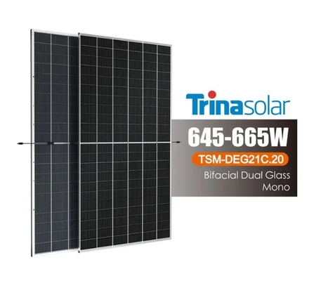 Trina TSM-DEG21C.20 Painel Solar Monocristalino com Célula PERC Bifacial e 210 mm