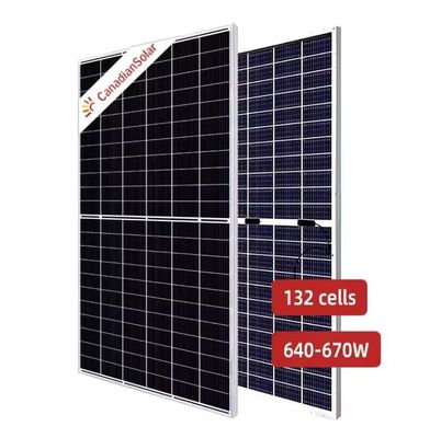 Painel solar bifacial de vidro duplo canadense 665W para solução de energia solar residencial